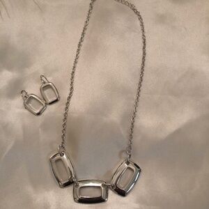 Silver fashion necklace and earrings